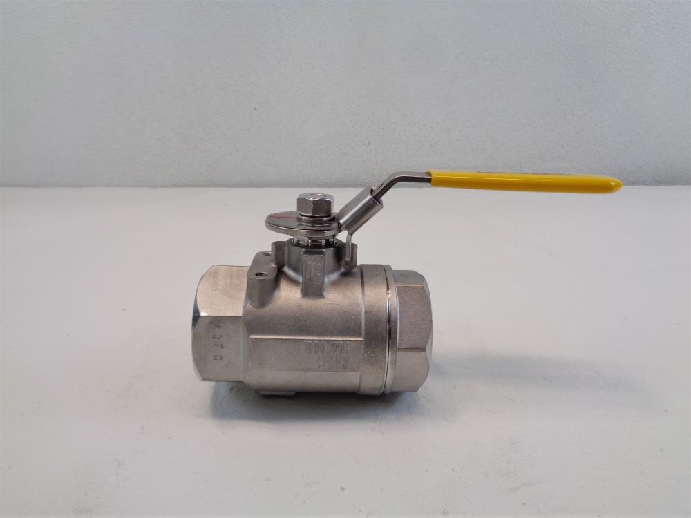 Milvaco 1-1/2" NPT Stainless Steel 3-Way Ball Valve, 1000 WOG